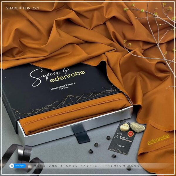 EDENROBE MEN Unstitched Shade-21(Apricot)
