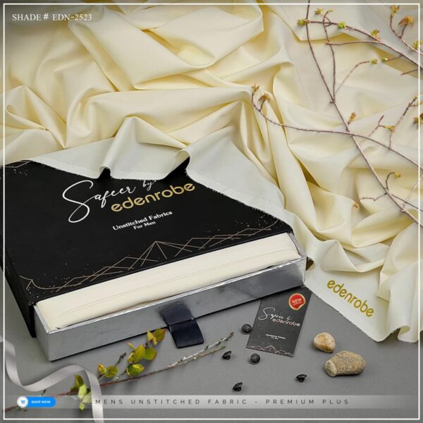 EDENROBE MEN Unstitched Shade-23 (Rich Cream)